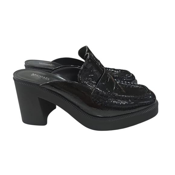 Michael Kors Black Patent Leather Platform Mules - Picture 4 of 6